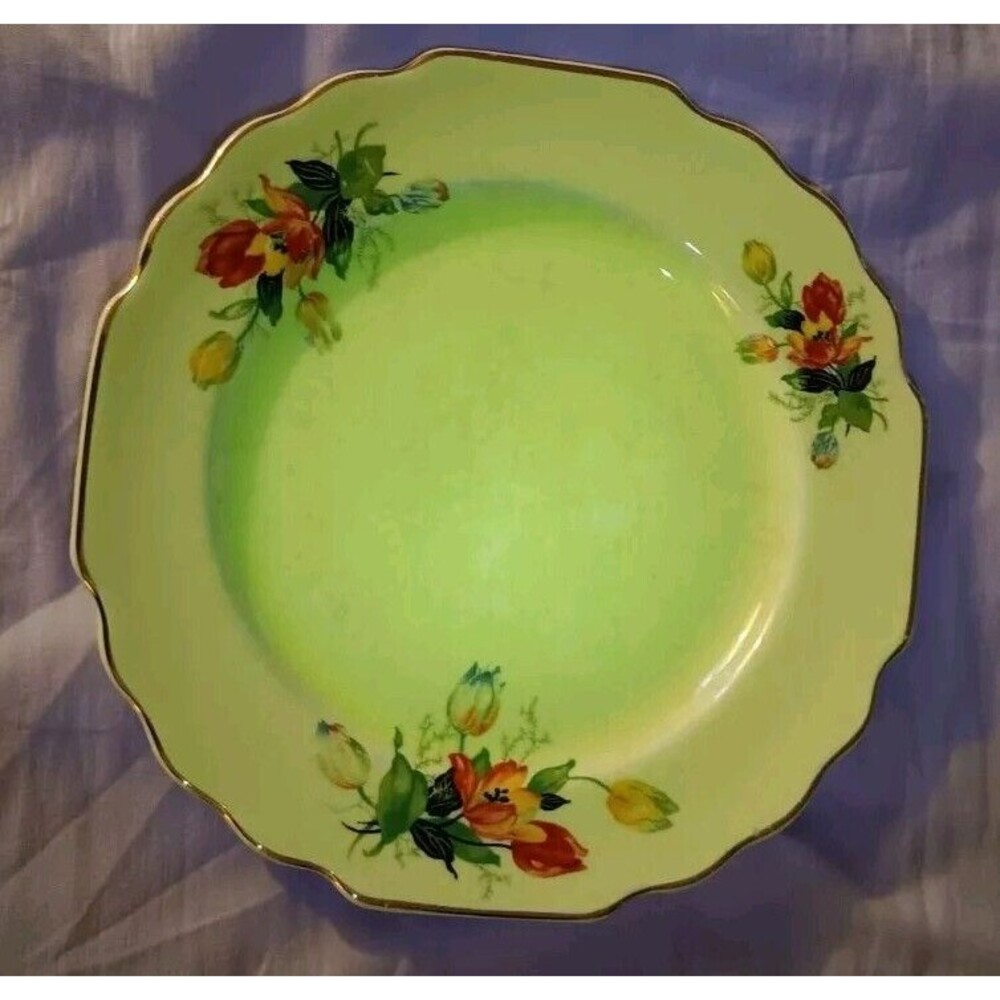 Antique/Vtg Uranium Glaze WS George 7.5" Canary Yellow Lido Bread Plate GEO206